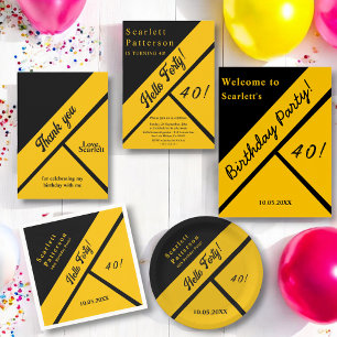Invitation Elégant Noir Et Or Luxe Chic 40e Anniversaire