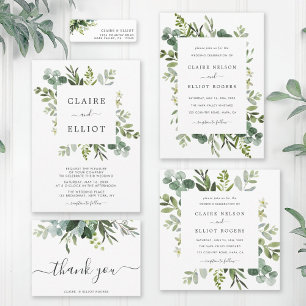 Invitation Mariage de feuillage vert Eucalyptus