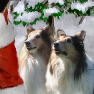 Cartes Pour Fêtes Annuelles Sable Rough Collie Cadeaux de Noël