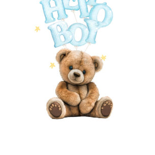 Invitation Bonjour Garçon Balloon Teddy Bear Baby shower Garç