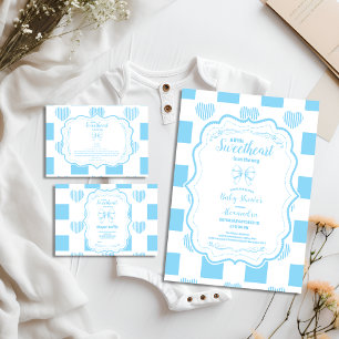 Invitation Boy Blue Valentine's Day Hearts Baby shower