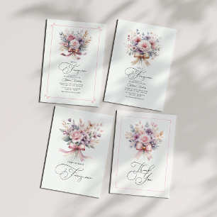 Carte De Remerciements Elégant Bow Floral 1er Birthday Girl Photo