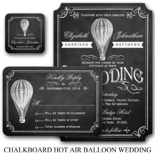 Invitation Chalkboard Hot Air Balloon Collection Mariage