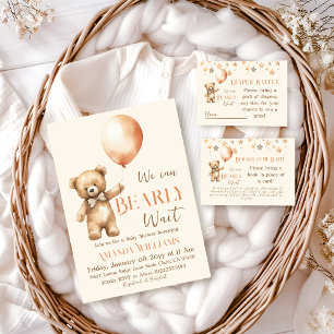 Carte D'accompagnement Boho Bearly Wait Beige Bear Books for Baby shower