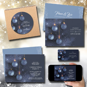 Sticker Rond Ornements bleus de Noël