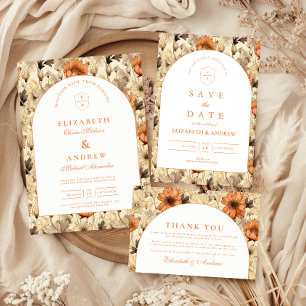 Invitation Mariage Botanique Élégant d'Automne