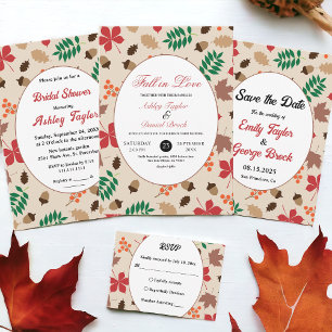 Invitation Élégante chute en amour Feuille Automne Floral Mar