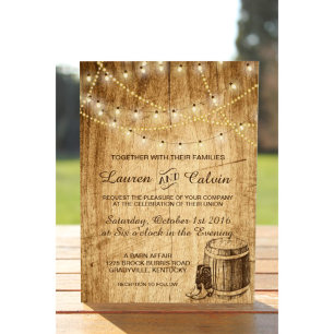 Invitation mariage campagnard avec bottes Cowboy