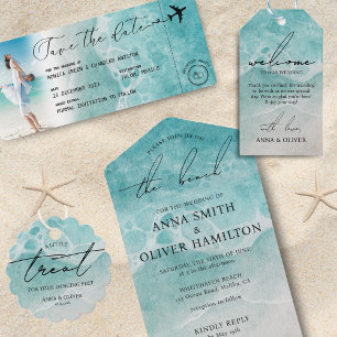 Invitation Ocean Boarding Pass Destination Wedding Code QR