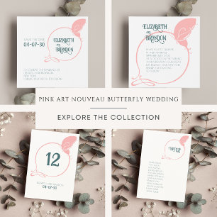 Invitation Art Nouveau Dusty rose Vintage papillon Mariage