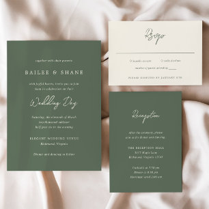 Invitation Bailee Olive Green Mariage moderne
