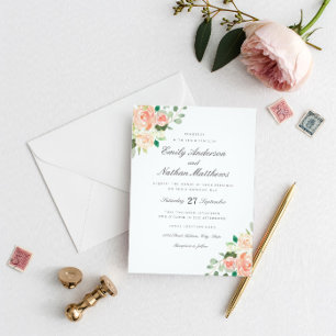 Faire-part de mariage d'aquarelle florale