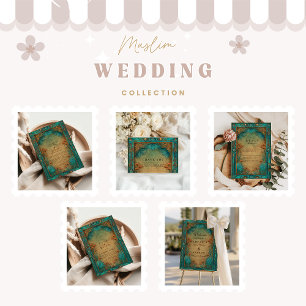 Carte De Remerciements Mariage islamique de jardin sarcelle vintage