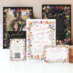 Carte D'accompagnement Moderne chic boho fleurs sauvages conseils de grad