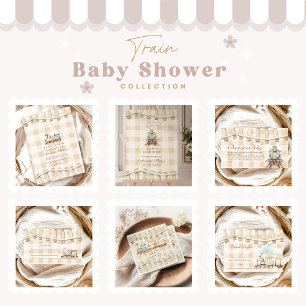 Invitation Baby shower du train Nural Watercolor