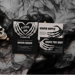 Invitation Gothique Crâne Petit Boo Baby shower d'Halloween