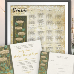 Bleu et jaune Art déco Faire-part de mariage Iris