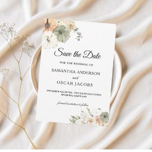 Étiquette Citrouilles et fleurs d'aquarelle modernes