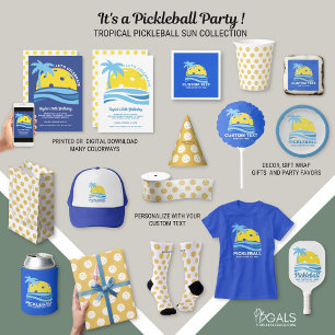 Serviette En Papier Pickleball Sun Palm Trees Pickleball Party Custom