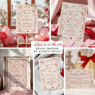 Carte De Remerciements Retro Rouge Saint-Valentin Amour dans l'air fête d