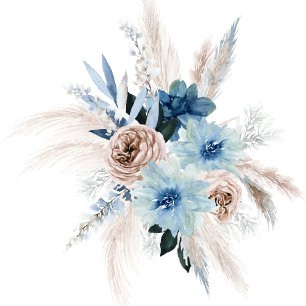 Invitation Boho rose et bleu Peony Pampas Mariage en herbe