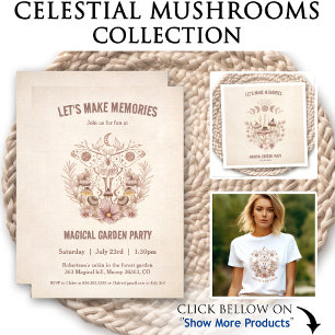 T-shirt Céleste Boho Moon Phase Champignons Magique