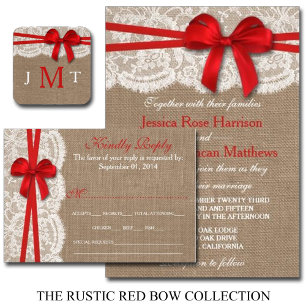 Invitation La collection de Mariages Rustic Red Bow
