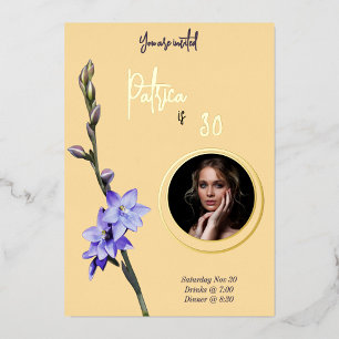 Invitation En Aluminium Beurre Jaune & Lilac SunOrchid Photo Anniversaire