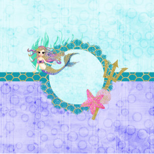 Cute Mermaid Aqua Petite Fille Invitation Annivers