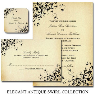 Élégante Antique Frotles Mariage Invitations
