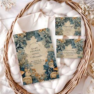 Serviette En Papier Baby Shower Lapin de la Forêt Bleue Vintage