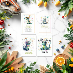 Invitations En Acrylique Dinosaure Trois Rex moderne fête d'anniversaire