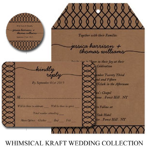 Invitation Le mariage Whimsical moderne Kraft RSVP