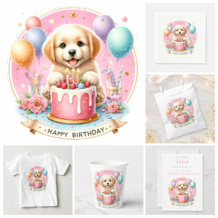 Invitation Cute Pastel Chiot Labrador - Anniversaire