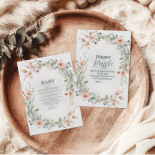Invitation Élégant Bébé floral Blush en fleurs Douche