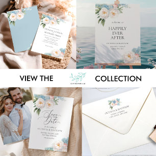 STICKER CARRÉ ROSE BLEUE DOUX FLEURS MARIAGE MERCI