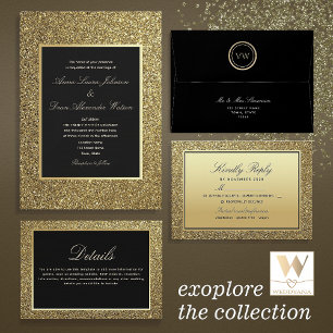 Élégant Chic Black and Gold Wedding Programme