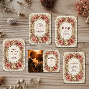 Cartons Réponse Royal Victorian Floral Ornamy Mariage