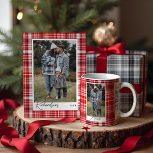 Mug Flannelle de famille Cosy Dark Green & Mint Plaid 