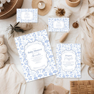 Serviette En Papier Toile De Jouy Champignons Baby shower des bois