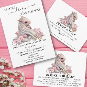 Invitation Pink Little Dragon est sur le Baby shower Way