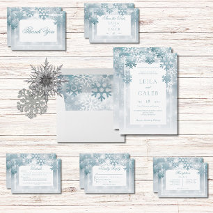 Invitation Mariage moderne Dusty Blue Snowflake