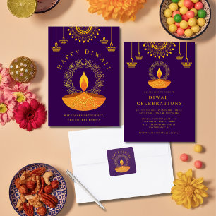 Sticker Carré Bonne Diwali Festival des lumières Diya