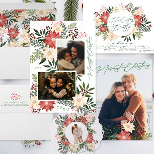 Invitation Elégante fête de vacances Poinsettia Wreath Splend