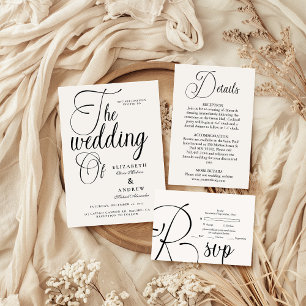 Invitation Photo QR Moderne Mariage de script noir