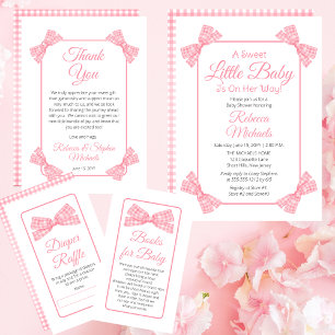 Invitation Un doux petit bébé rose vaches Baby shower fille