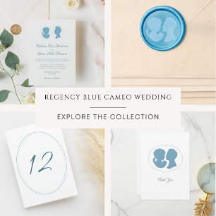 Carte De Remerciements Classic Regency Blue Cameo Mariage