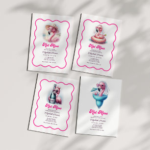 Invitation Cocktail Flamant Rose Chaud Désordre Enterrement d