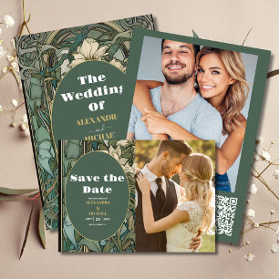 Menu Vintage Floral Art Nouveau Mariage