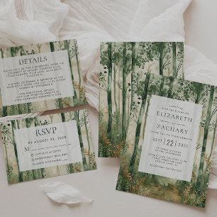 Carte D'accompagnement Rustic Watercolor Woodland Détails du Mariage